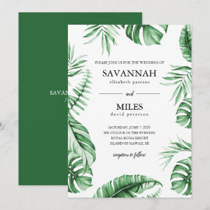 Faire-part de mariage avec cadre de feuille de pal