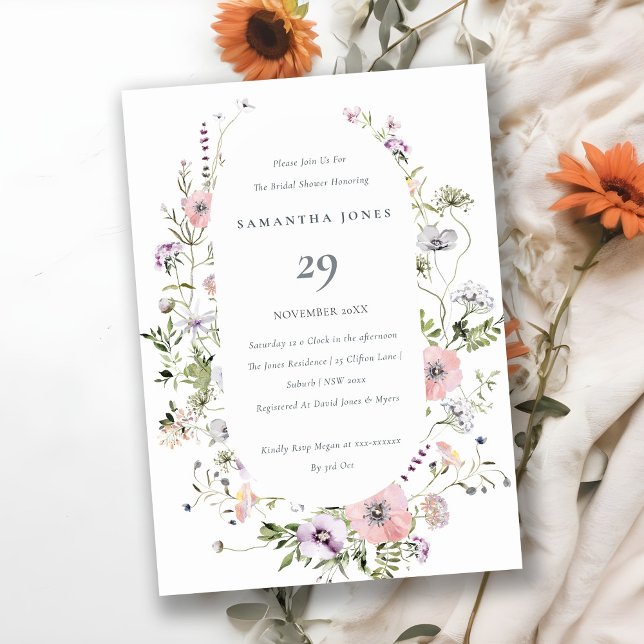 Faire-part de mariage avec cadre de fleurs sauvage (Créateur téléchargé)