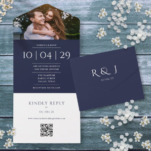 Faire-part de mariage avec code QR de monogramme b