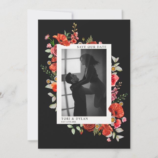 Faire-part de mariage avec des fleurs sauvages et  (Devant)