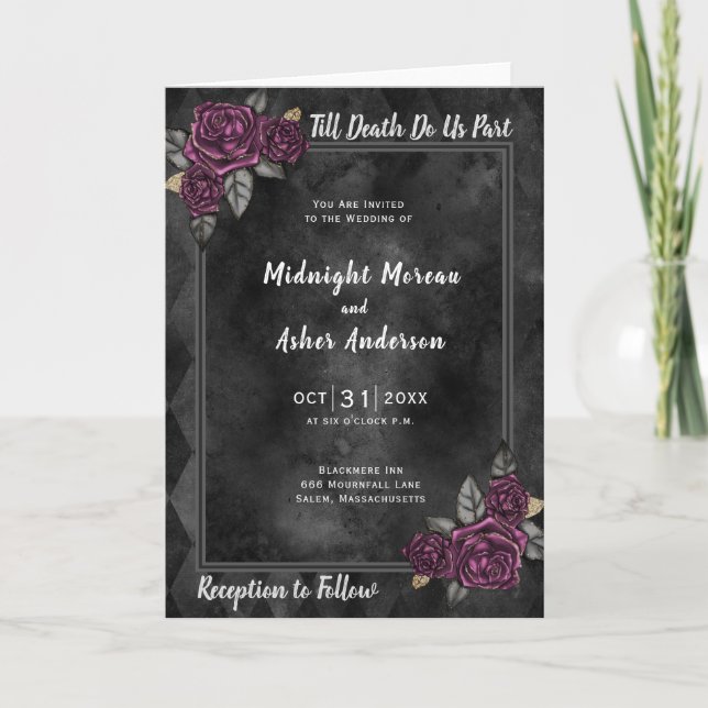 Faire-part de mariage avec des roses 'Jusqu'à ce q (Devant)
