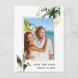 Faire-Part de Mariage avec Feuillage Tropical Phot