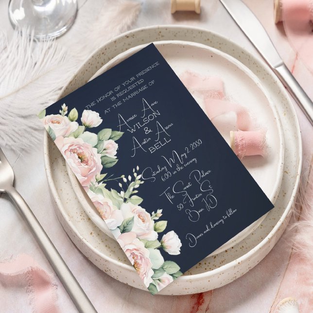 Faire-part de mariage avec fond marine et pivoines (Créateur téléchargé)