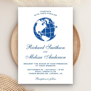 Faire-part de mariage avec globe terrestre carte d