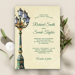 Faire-part de mariage avec lampe de rue antique vi
