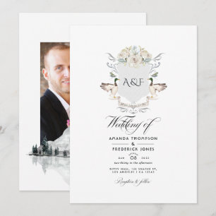 Faire-part de mariage avec monogramme de crête de 