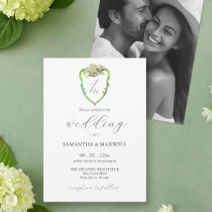 Faire-part de mariage avec monogramme et hortensia