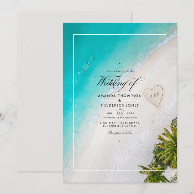 Faire-part de mariage avec monogramme sur le thème (Devant / Derrière)