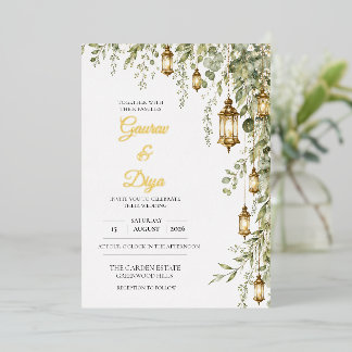 Faire-part de mariage avec noms en feuille d'or