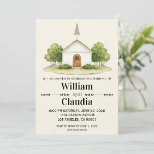 Faire-part de mariage avec peinture aquarelle du l