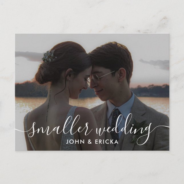 Faire-part de mariage avec petite photo en calligr (Devant)