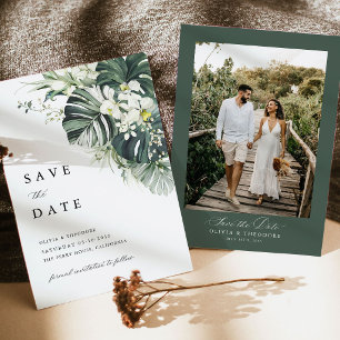 Faire-part de mariage avec photo de Monstera vert