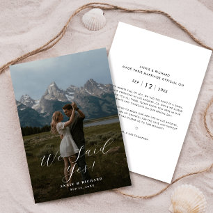 Faire-part de mariage avec photo de montagne rusti