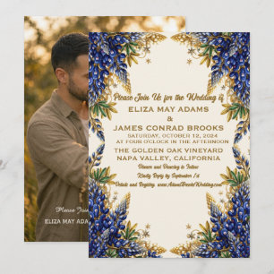 Faire-part de mariage avec photo de Texas Bluebonn