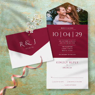 Faire-part de mariage avec photo et date en monogr