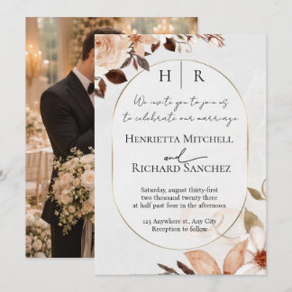 Faire-part de mariage avec photo et fleurs