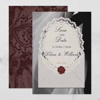 Faire-part de mariage avec photo et sceau de cire