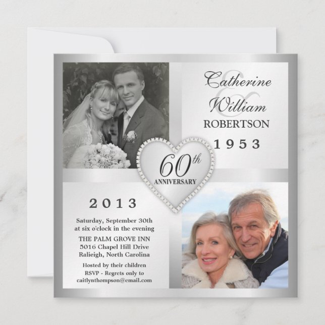 Faire-part de mariage avec photo pour les 60 ans d (Devant)