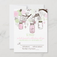 Faire-part de mariage avec pots Mason verts menthe
