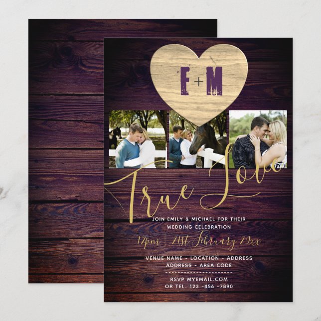 Faire-part de mariage avec un collage de photos ru (Devant / Derrière)