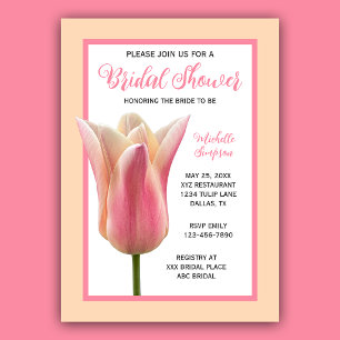 Faire-part de mariage Baby Shower Tulipe rose