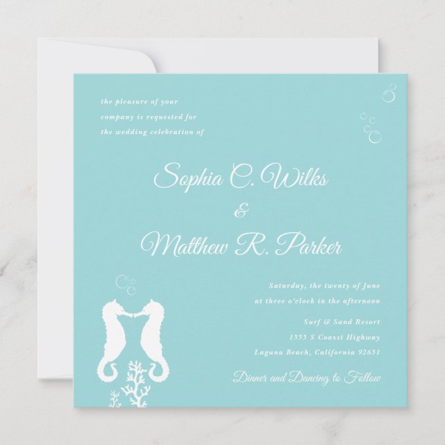 Faire-part de mariage Balnéaire | Aqua (Devant)