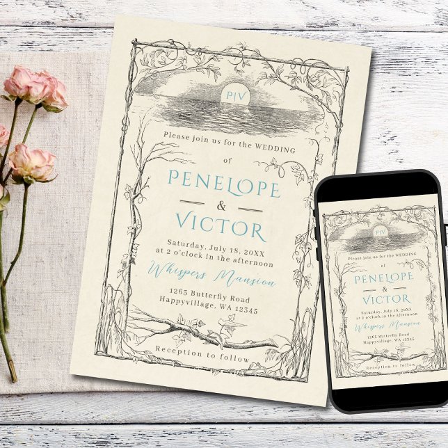 Faire-part de mariage balnéaire vintage (Créateur téléchargé)