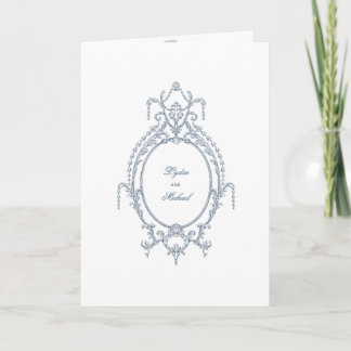 Faire-part de mariage baroque d'ornement bleu fran