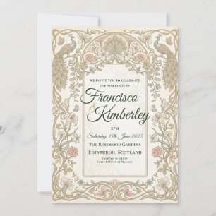 Faire-part de mariage baroque or