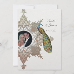 Faire-part de mariage baroque Peacock - Mocha Tan