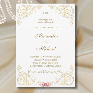 Faire-part de mariage baroque Vintage