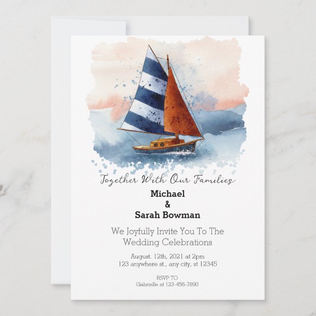 Faire-part de mariage bateau de croisière sur la p (Devant)