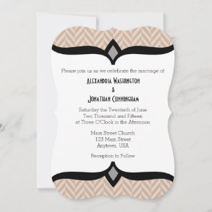 Faire-part de mariage beige blanc cerf