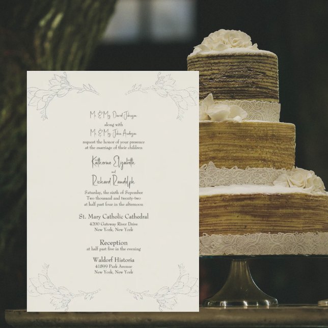 Faire-part de mariage beige deux lieux les deux pa (Créateur téléchargé)