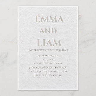 Faire-part de mariage beige et or de luxe | Élégan