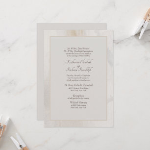 Faire-part de mariage beige formel Les deux parent