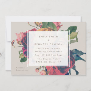 Faire-part de mariage beige Vintage Rose antique