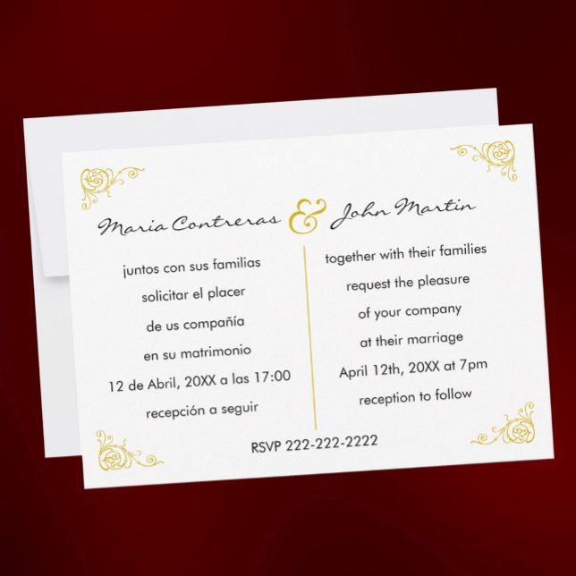 Faire-part de mariage bilingue anglais espagnol (Créateur téléchargé)