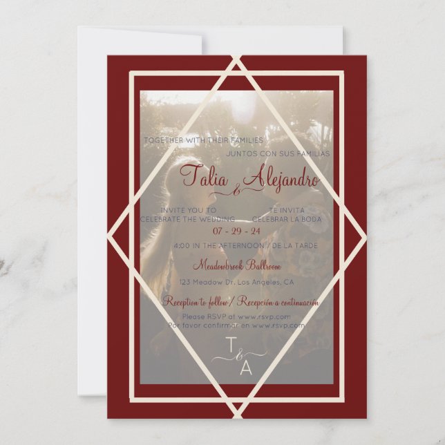 Faire-part de mariage bilingue de Bourgogne (Devant)
