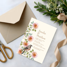 Faire-part de mariage Birds in Flowers