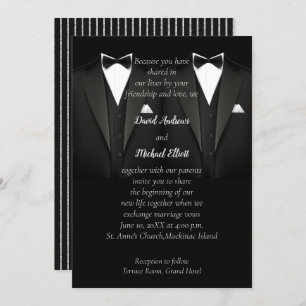 Faire-part de mariage Black and Silver Gay Tuxedo