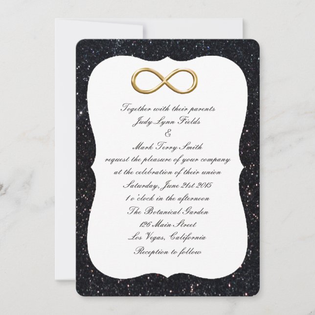 Faire-part de mariage Black Parties scintillant Go (Devant)