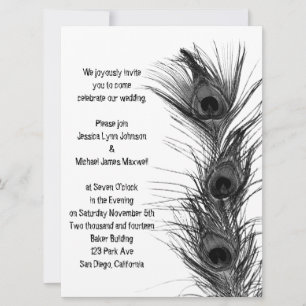 Faire-part de mariage Black Peacock Feathers