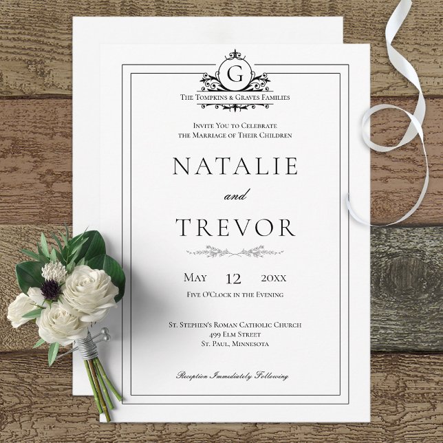 Faire-part de mariage blanc classique (Créateur téléchargé)