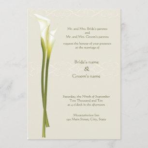 Faire-part de mariage blanc de Calla Lily