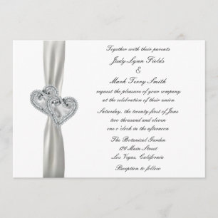 Faire-part de mariage blanc des coeurs