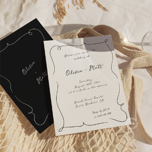Faire-part de mariage blanc écriture française fan
