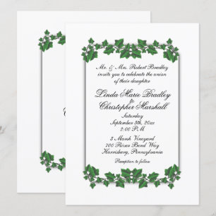 Faire-part de mariage blanc Feuille vert