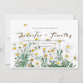 Faire-part de mariage blanc marguerite encre et aq