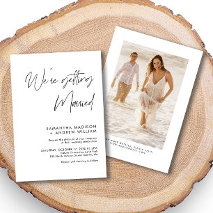 Faire-part de mariage blanc minimaliste pour n'imp